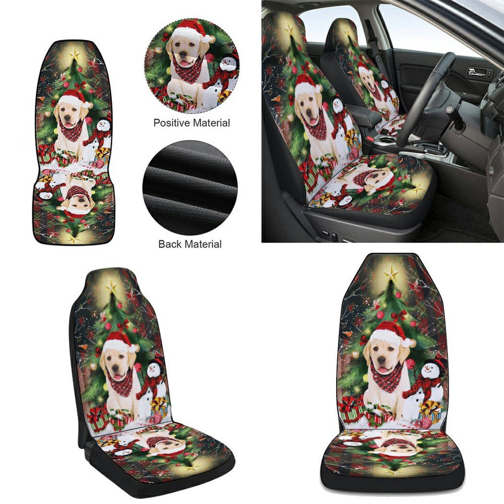 Golden Retriever Christmas American flag Cars Seat Cover, Christmas Car Seat Covers, Car Decor Gift