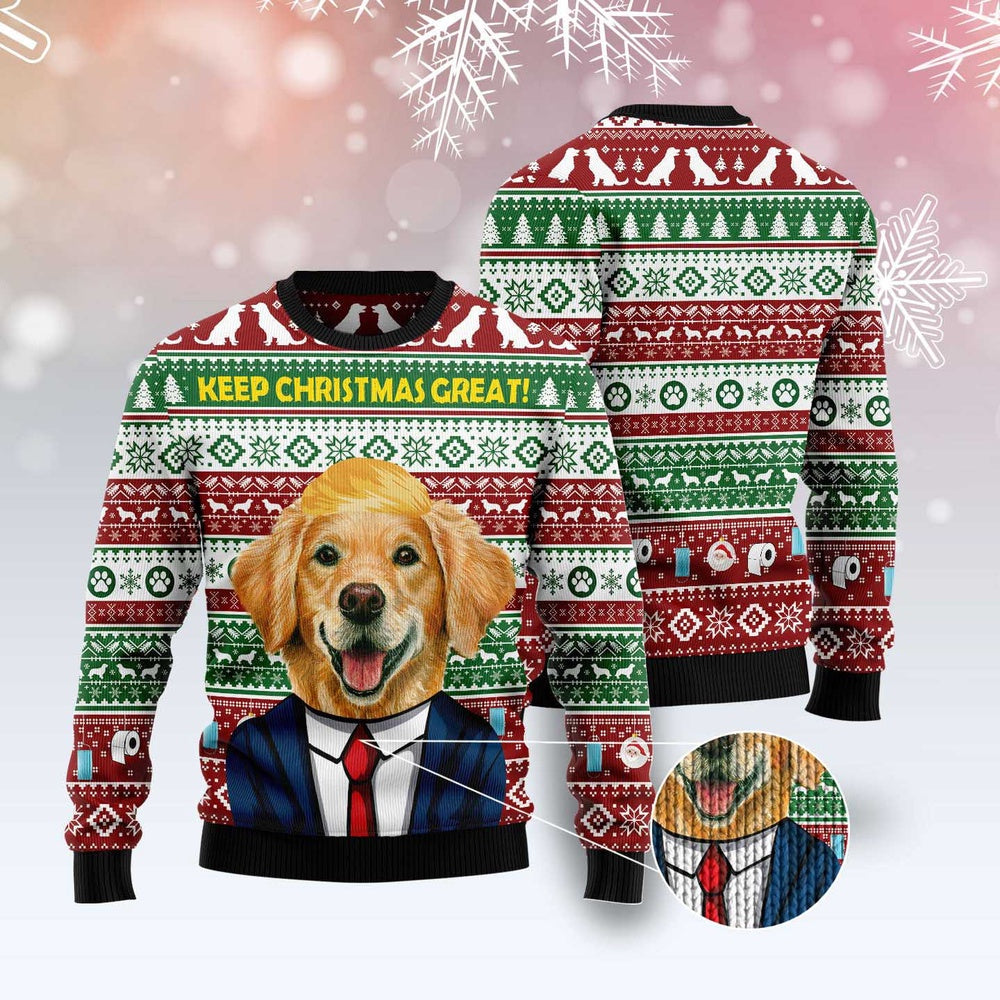 Golden Retriever Keep Christmas Great Ugly Christmas Sweater, Funny Xmas Sweater, Sweater Xmas