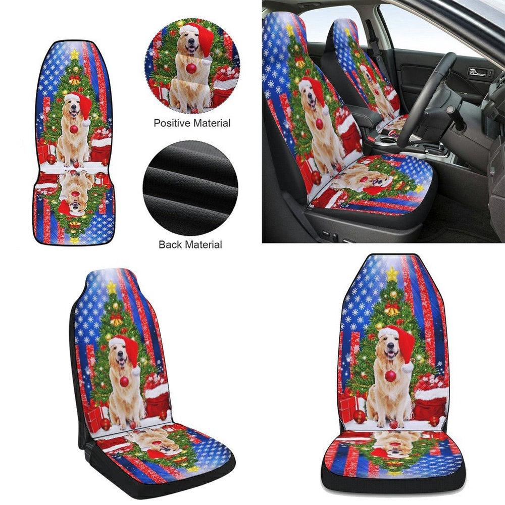 Golden Retriever Merry Christmas Cars Seat Cover, Christmas Car Seat Covers, Car Decor Gift