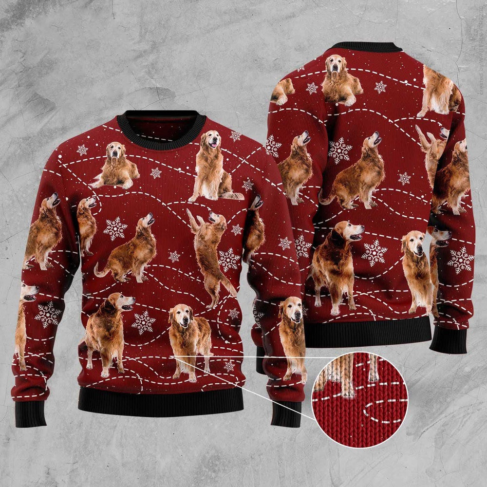 Golden Retriever Xmas Ugly Christmas Sweater, Funny Xmas Sweater, Sweater Xmas