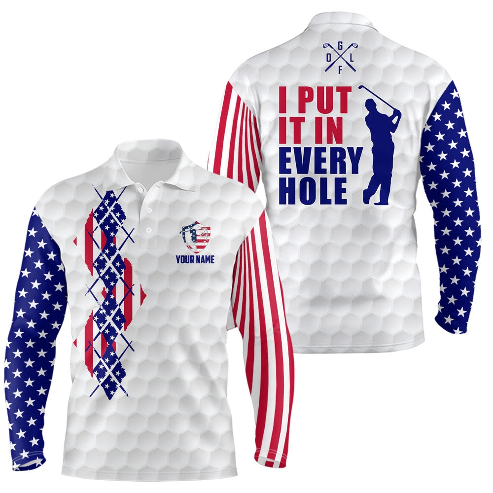 Golf Polo Shirts, American Flag Argyle Mens Golf Polo Shirts, Personalized Patriotic Us Golf Shirts For Men, Custom Golf Shirts
