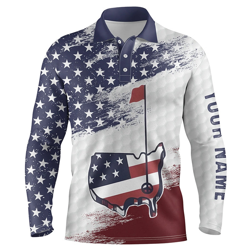 Golf Polo Shirts, American Flag Golf Shirts Custom Name Men Golf Polos Shirts, Patriot Golf Gifts For Golf Lovers, Custom Golf Shirts