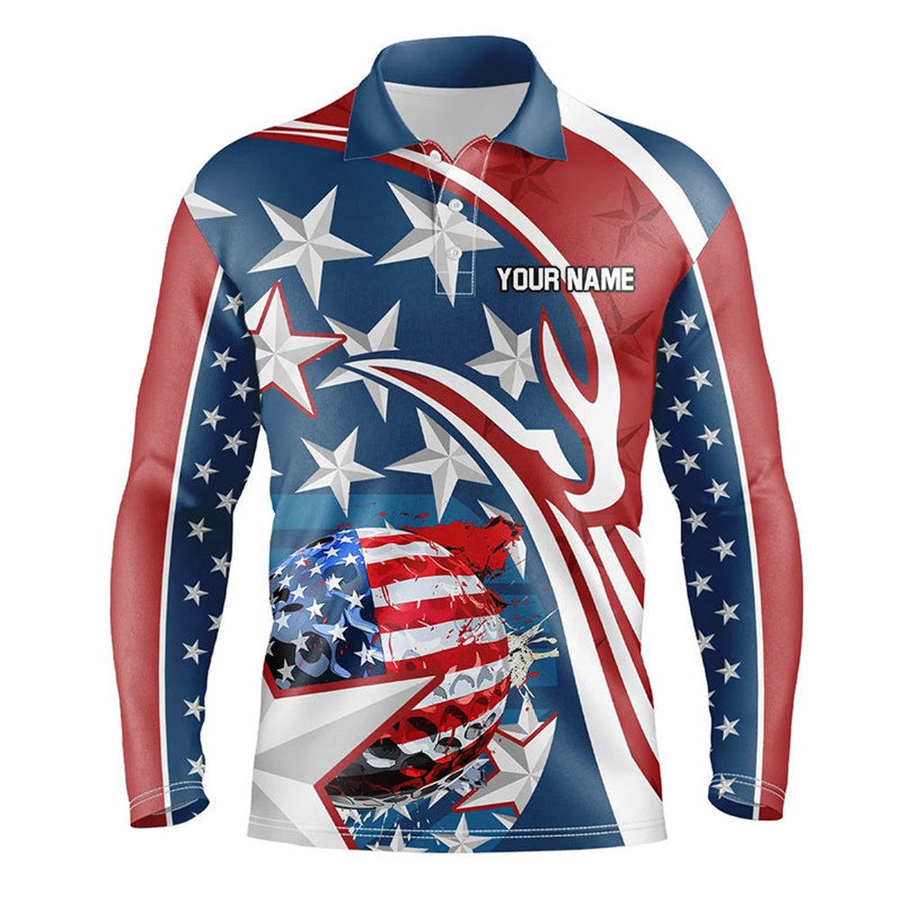 Golf Polo Shirts, American Flag Mens Golf Polo Shirts Custom Patriotic Golf Outfits Men, Custom Golf Shirts