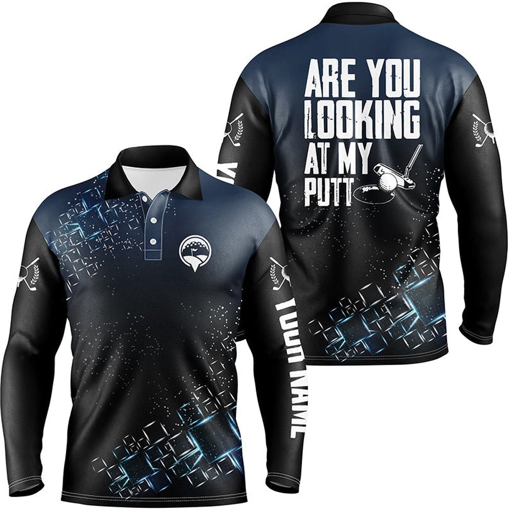 Golf Polo Shirts, Black Mens Golf Polo Shirt Custom Are You Looking At My Putt Men Golf Shirts For Men, Custom Golf Shirts