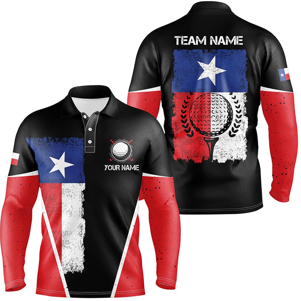 Golf Polo Shirts, Black Mens Golf Polo Shirts Vintage Texas Flag Patriot Custom Golf Shirts For Men, Gift For The Golfer, Custom Golf Shirts