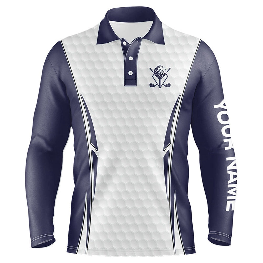 Golf Polo Shirts, Blue Navy And White Golf Ball Mens Golf Polo Shirts Custom Golf Outfits Men For Men, Custom Golf Shirts