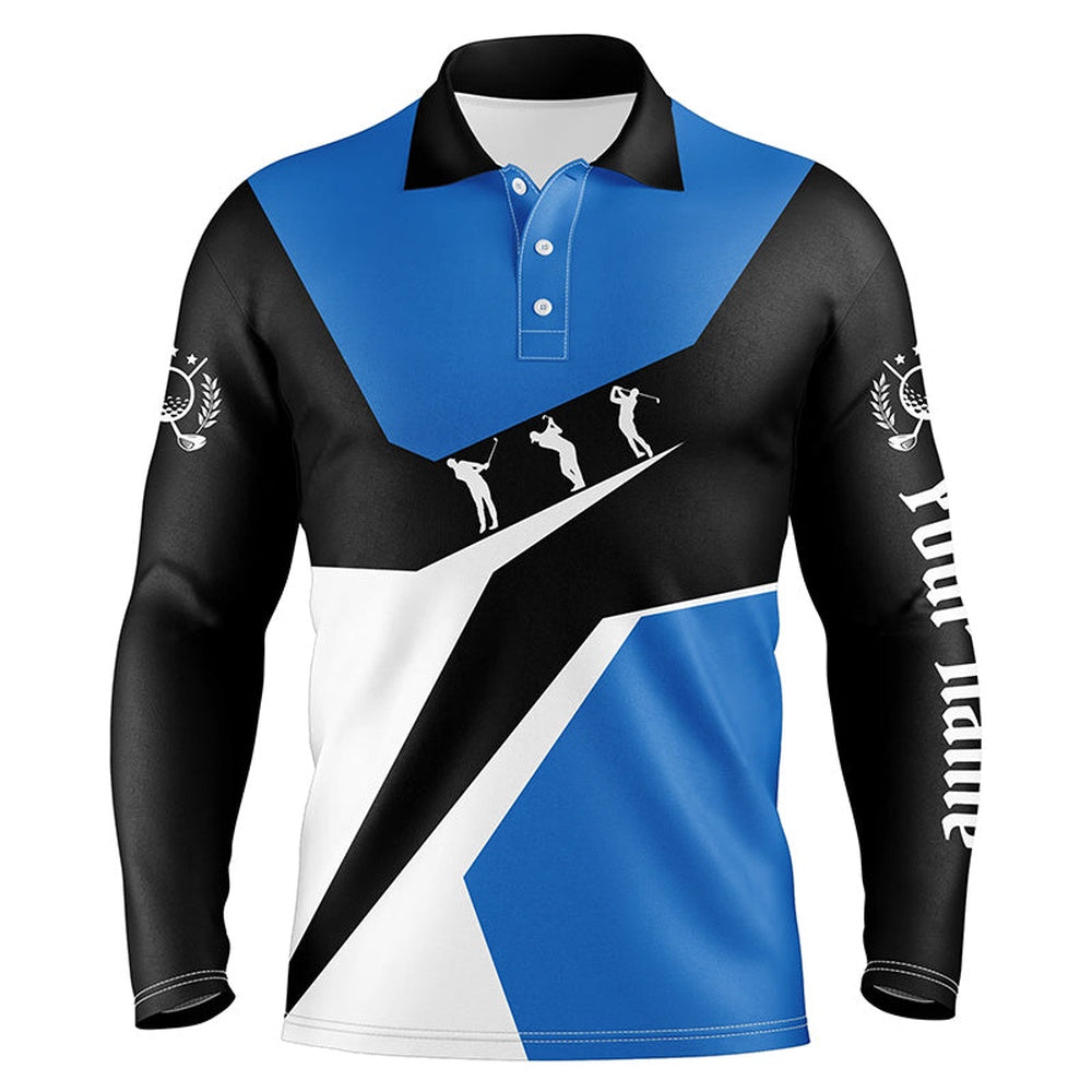 Golf Polo Shirts, Blue, White And Black Mens Golf Polo Shirts Custom Golf Sport Team Polo Shirts, Best Mens Golf Wear, Custom Golf Shirts