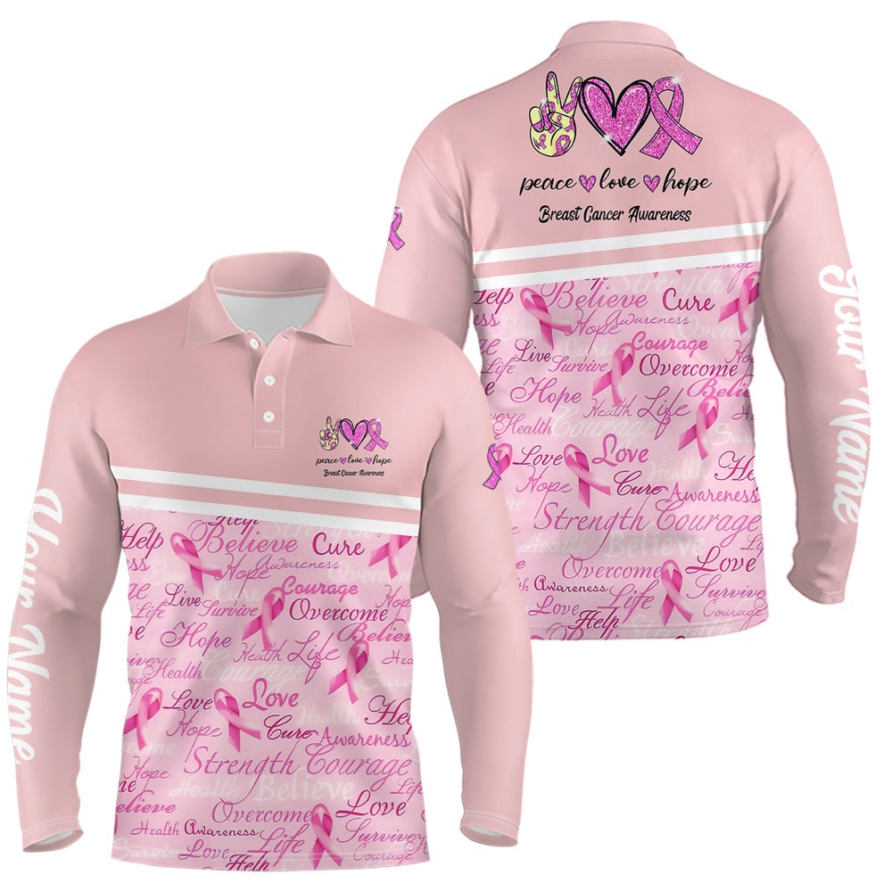 Golf Polo Shirts, Breast Cancer Awareness Pink Mens Golf Polo Shirt Custom Golf Shirts For Men Best Golf Gifts, Custom Golf Shirts