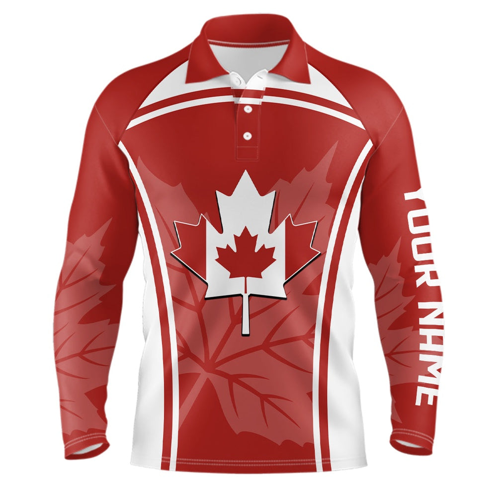 Golf Polo Shirts, Canada Flag Mens Golf Polo Shirts D Print Red White Golf Shirts For Men Patriotic Golf Tops, Custom Golf Shirts