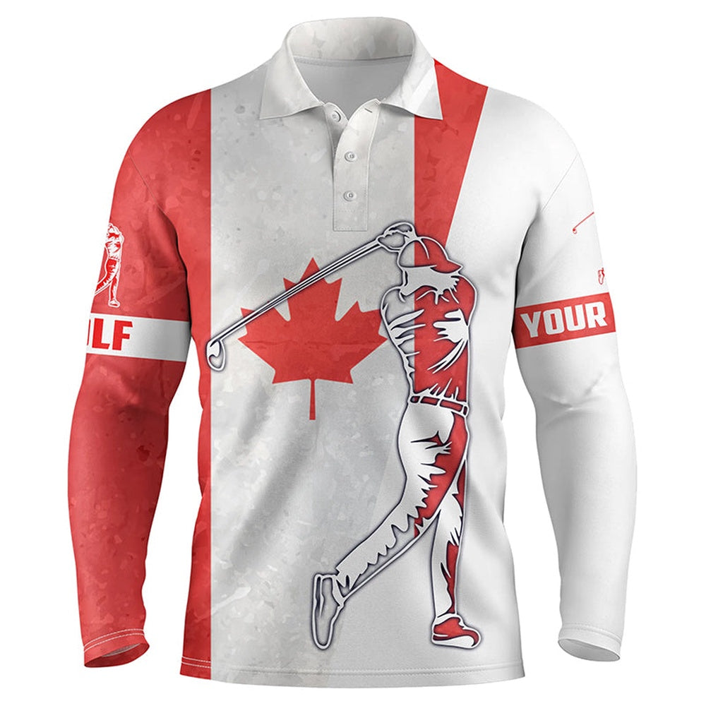 Golf Polo Shirts, Canadian Flag Mens Golf Polos Shirts Custom Name Patriot Golf Gifts, Golf Shirts For Men, Custom Golf Shirts
