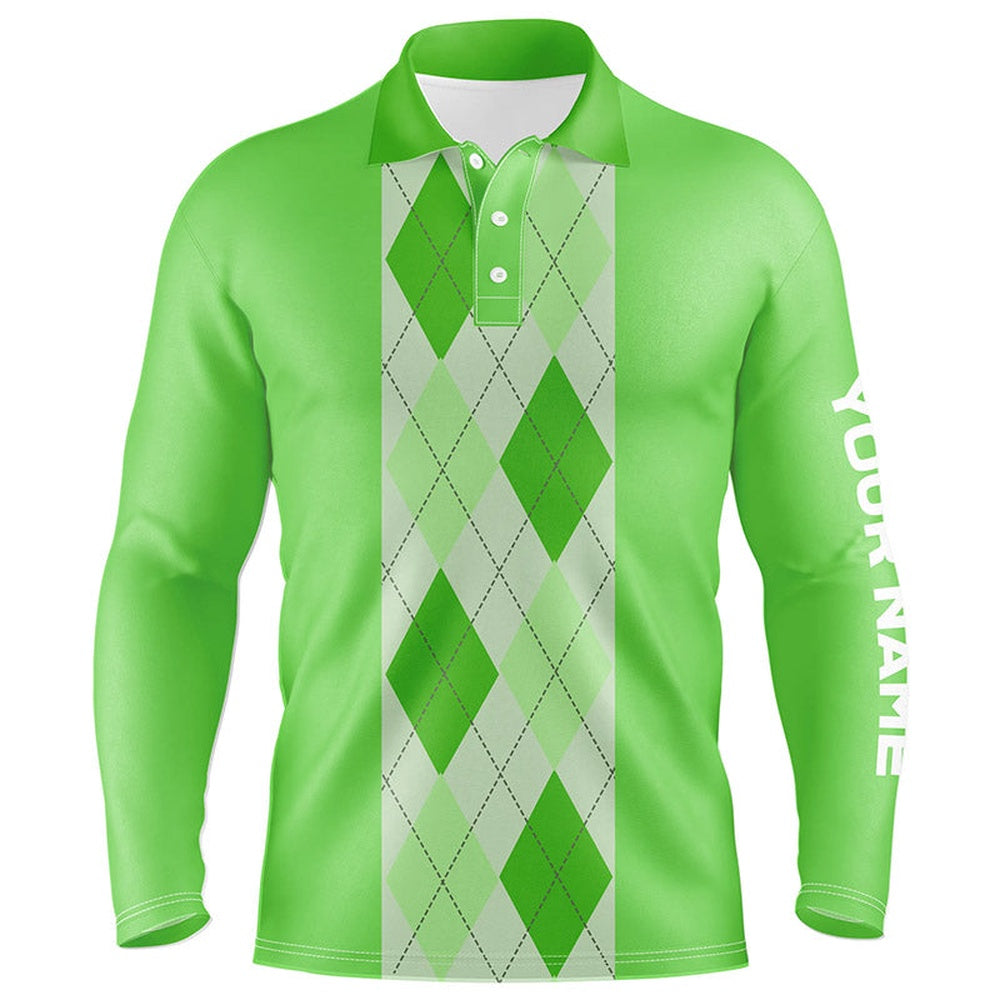 Golf Polo shirts, Green Argyle Plaid Pattern Mens Golf Polo Shirt Custom Golf Polos Shirt For Men
