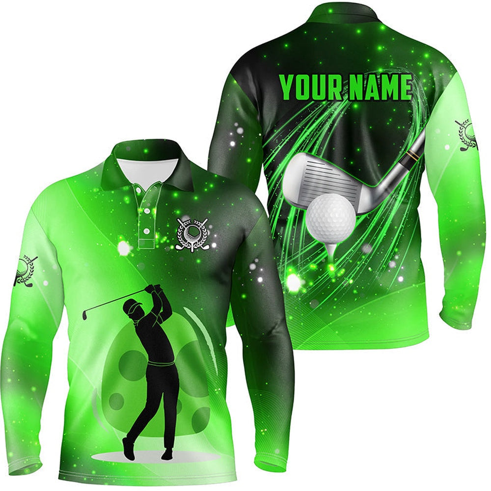 Golf Polo shirts, Green Light Golf Ball Clubs Mens Golf Polo Shirts Custom Golf Outfits For Men