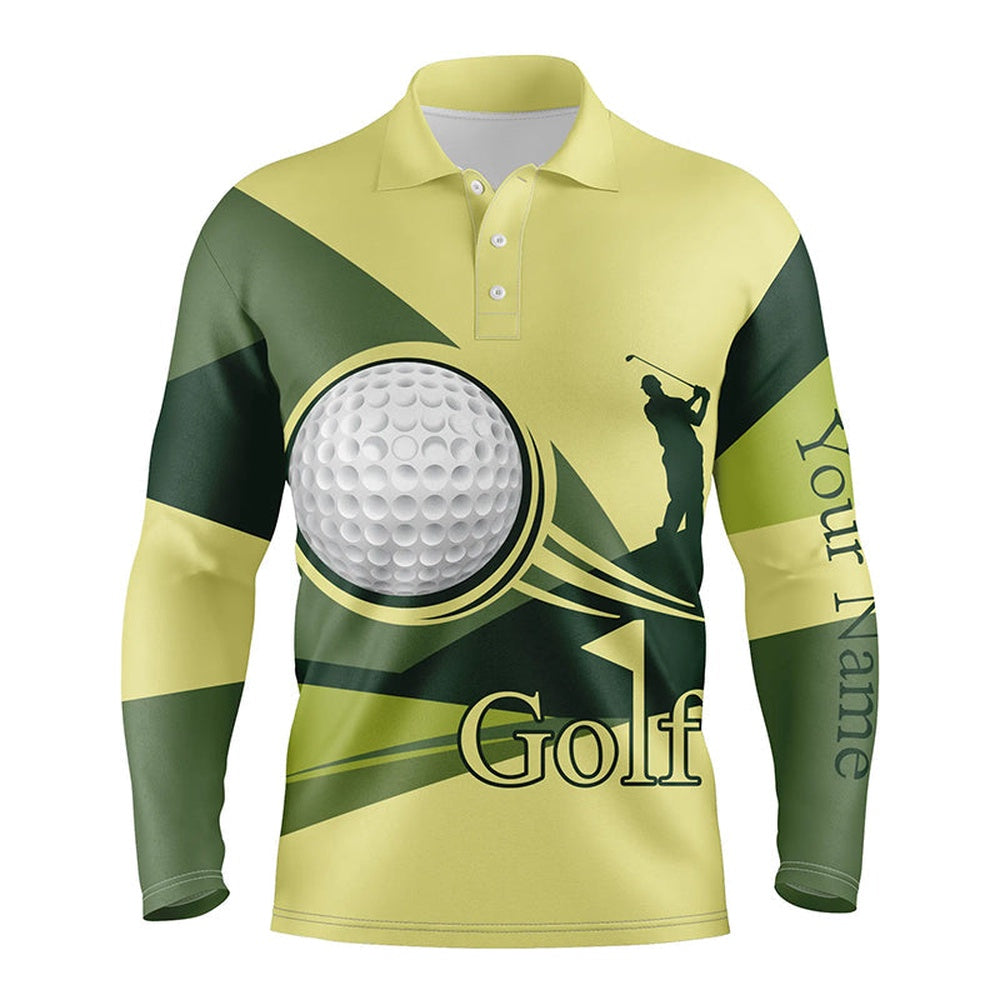Golf Polo shirts, Green Mens Golf Polo Shirts Golf Balls Custom Name Golf Shirts For Men, Gift For Golf Lovers
