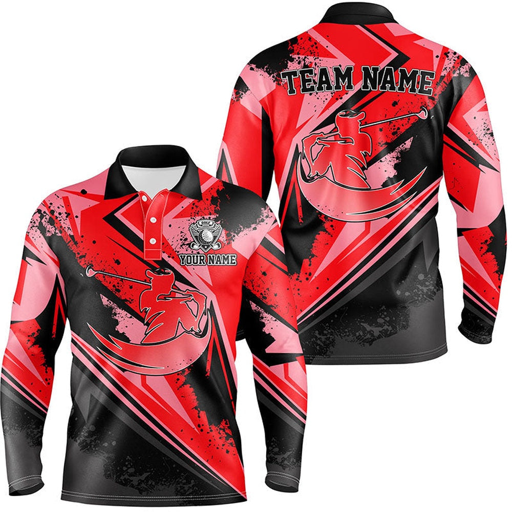 Golf Polo shirts, Men Golf Polo Shirt Custom Red Camo Green Male Golf Attire For Men For Men