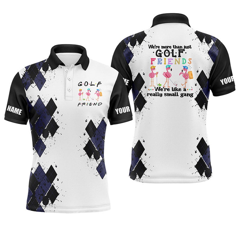 Golf Polo shirts, Men Golf Polo Shirt We'Re More Than Just Golf Friends Flamingo Custom Name Funny Golf Shirt Black