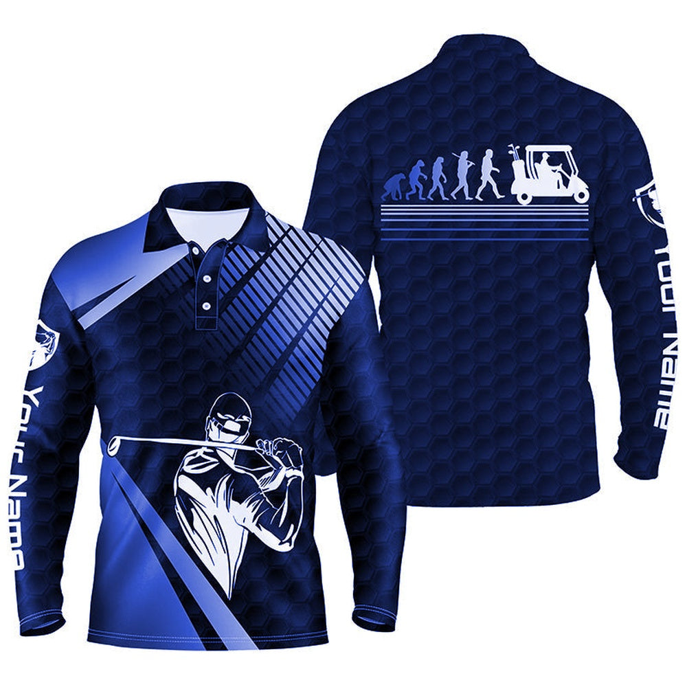 Golf Polo shirts, Men Golf Polo Shirts Custom Name Blue Golf Evolution Men Golf Top, Funny Golf Polo Shirts For Mens