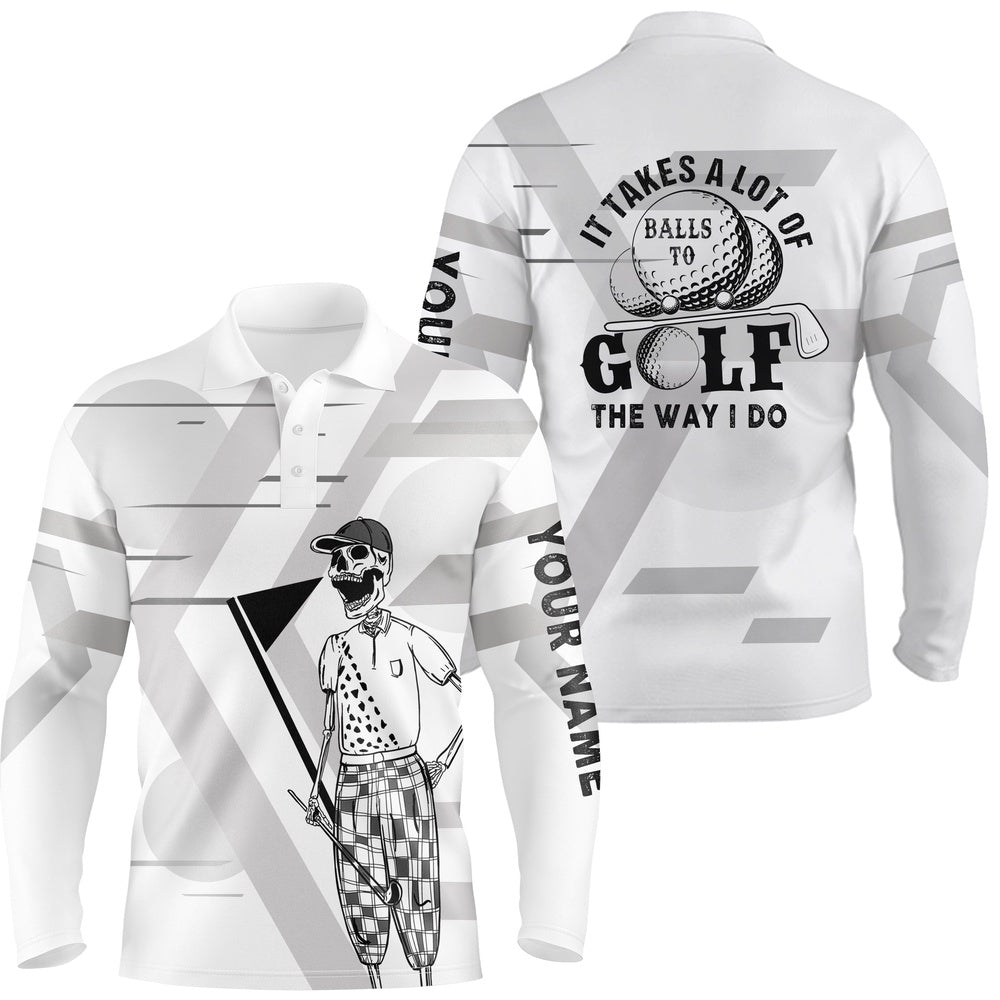 Golf Polo shirts, Mens Black & White Skull Golf Polo Shirts Custom Name Crazy Polo Golf Gifts For Men