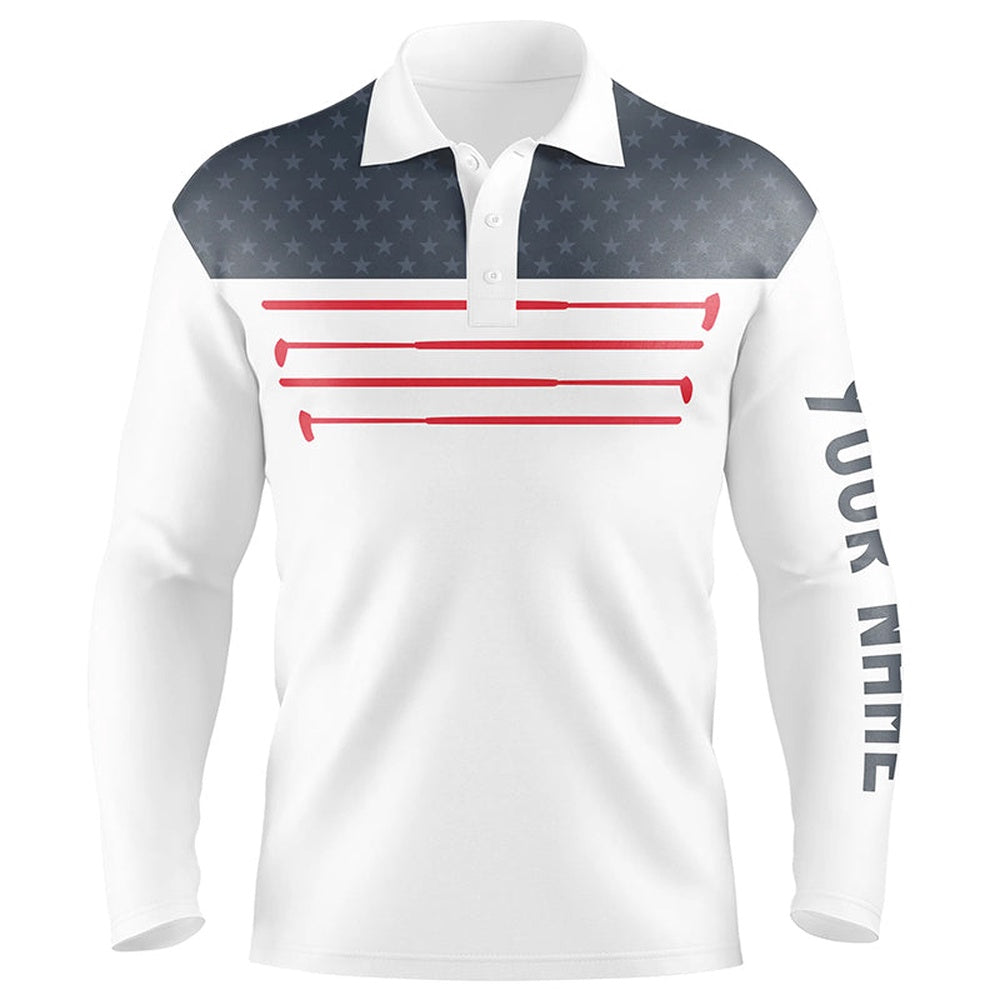 Golf Polo shirts, Mens Golf Polo Shirt Custom American Flag White Golf Shirt, Patriotic Polo Shirts