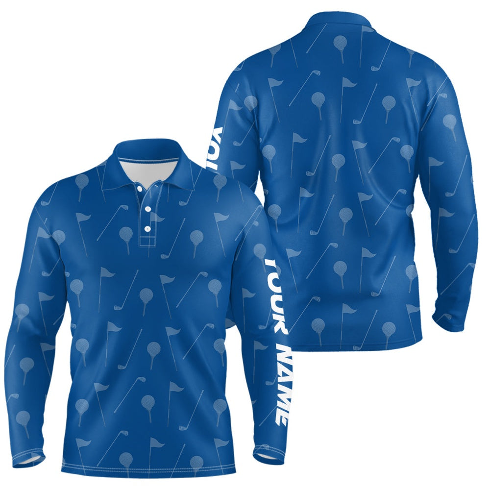 Golf Polo shirts, Mens Golf Polo Shirt Custom Blue Golf Pattern Polos Shirt For Men