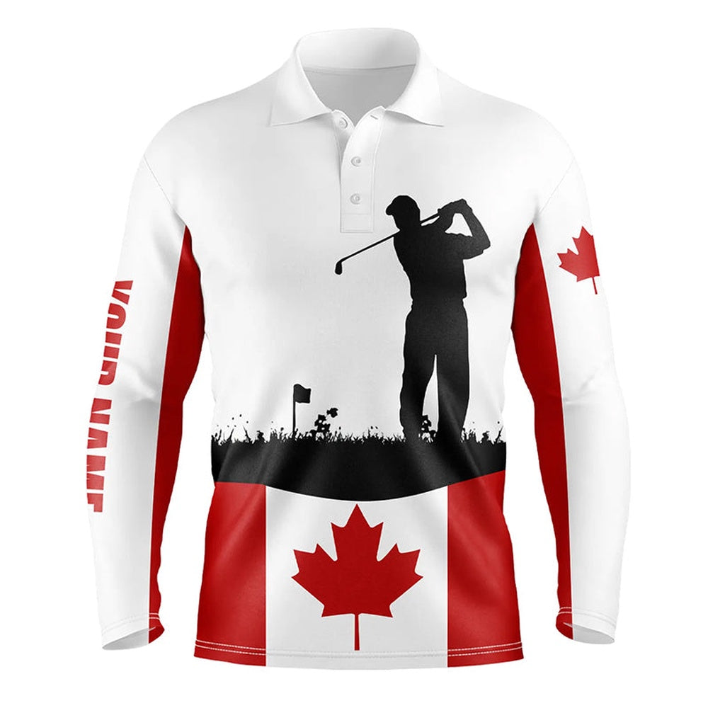 Golf Polo shirts, Mens Golf Polo Shirt Custom Canadian Flag Patriotic Golf Shirt For Men, Golfing Attire Male