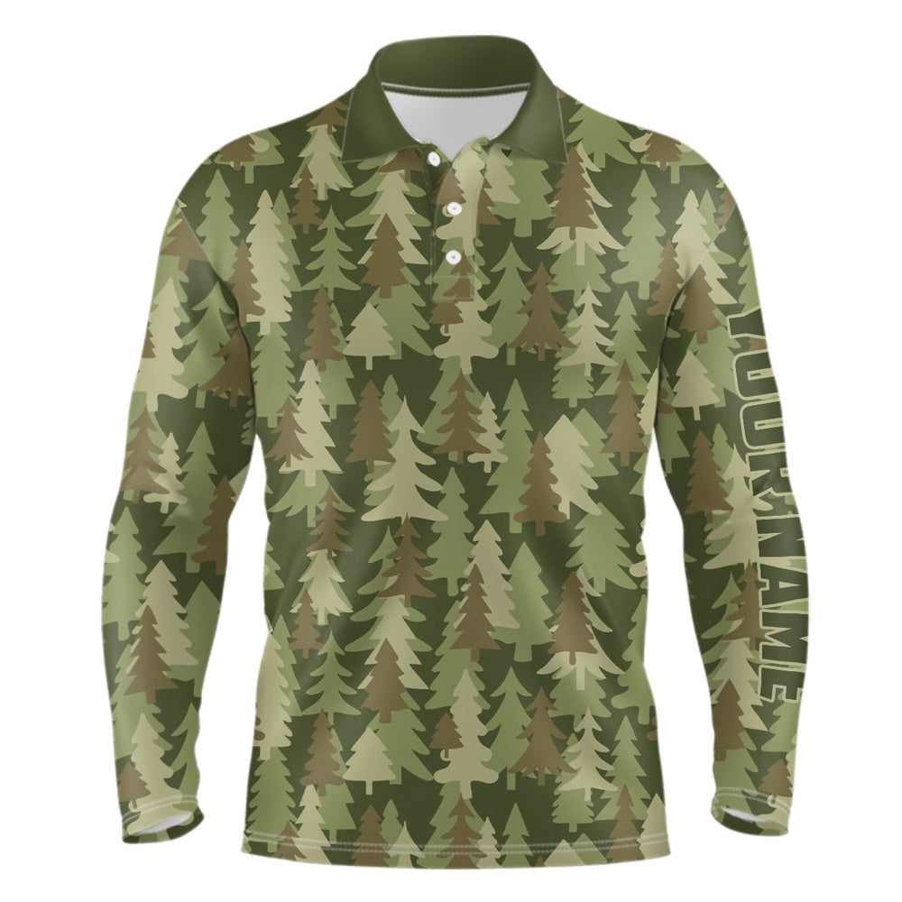 Golf Polo shirts, Mens Golf Polo Shirt Custom Christmas Trees Green Camouflage Pattern Golf Shirt For Men