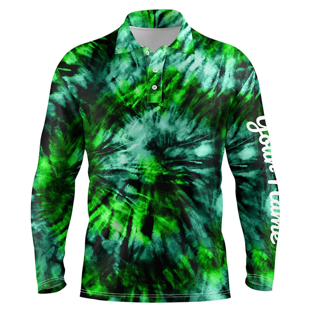 Golf Polo shirts, Mens Golf Polo Shirt Custom Green Black Tie Dye Men'S Golf Attire, Best Mens Golf Wear