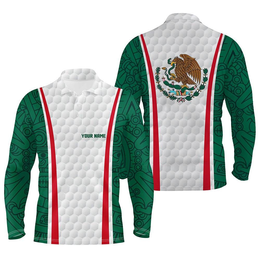 Golf Polo shirts, Mens Golf Polo Shirt Custom Name Mexican Flag White Golf Shirt, Mens Patriotic Polo Shirts