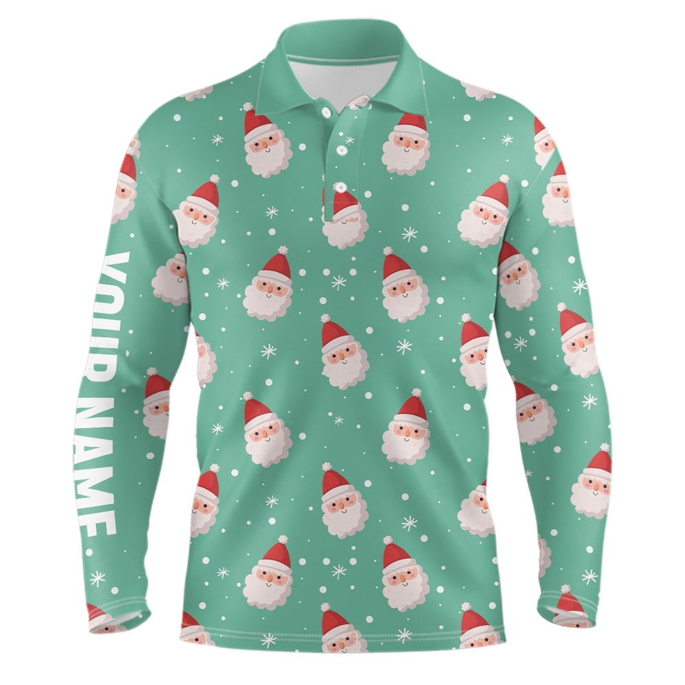 Golf Polo shirts, Mens Golf Polo Shirt Cute Santa Mint Christmas Custom Name Funny Golf Shirts For Men Golfing Gifts