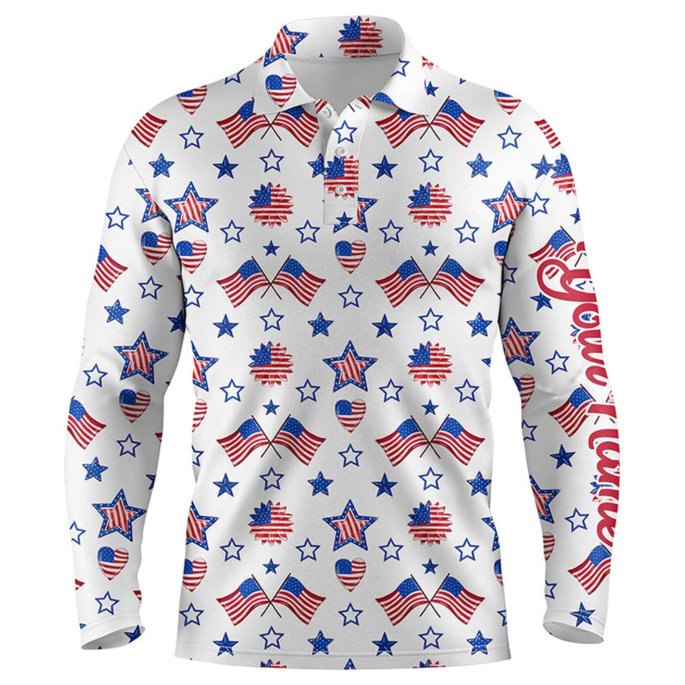 Golf Polo shirts, Mens Golf Polo Shirts American Flag Independence Day Pattern Custom Patriot Team Golf Shirts