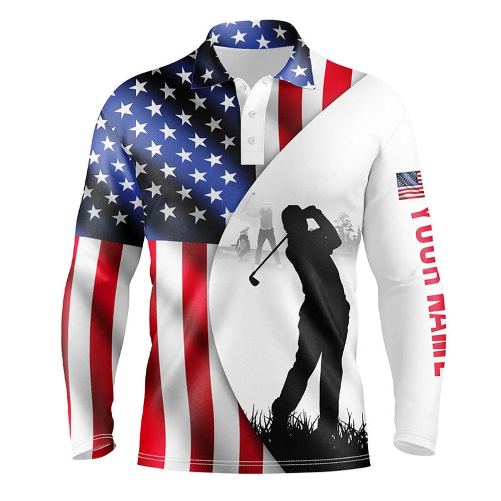 Golf Polo shirts, Mens Golf Polo Shirts American Flag Patriotic Personalized Us Flag Golf Shirts, Golf Outfit Men