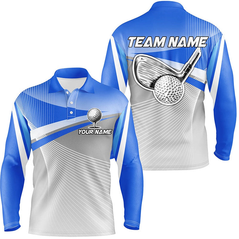 Golf Polo shirts, Mens Golf Polo Shirts Custom Blue Sport Golf Apparel For Mens