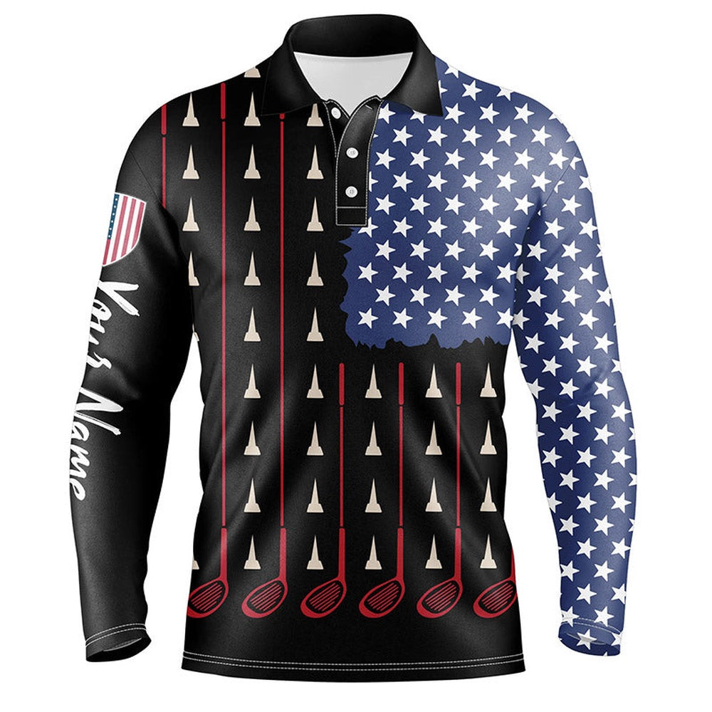 Golf Polo shirts, Mens Golf Polo Shirts Custom Golf Tees Clubs American Flag Patriot Black Mens Golf Wears