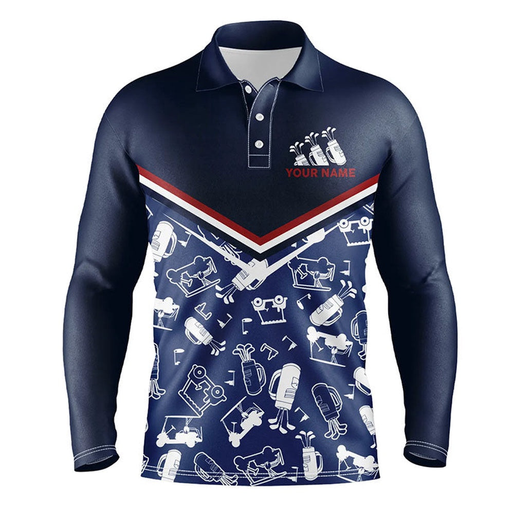 Golf Polo shirts, Mens Golf Polo Shirts Custom Name Navy Golf Equipment Seamless, Personalized Golf Shirts For Men