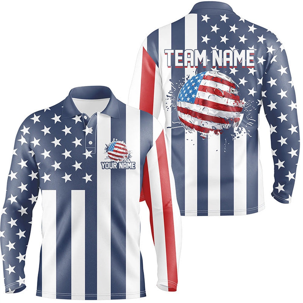 Golf Polo shirts, Mens Golf Polo Shirts Custom Red, White And Blue American Flag Mens Golf Tops, Best Golf Gifts