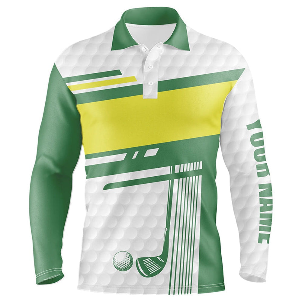 Golf Polo shirts, Mens Golf Polo Shirts Custom White, Green And Yellow Golf Clubs Best Mens Golf Wears