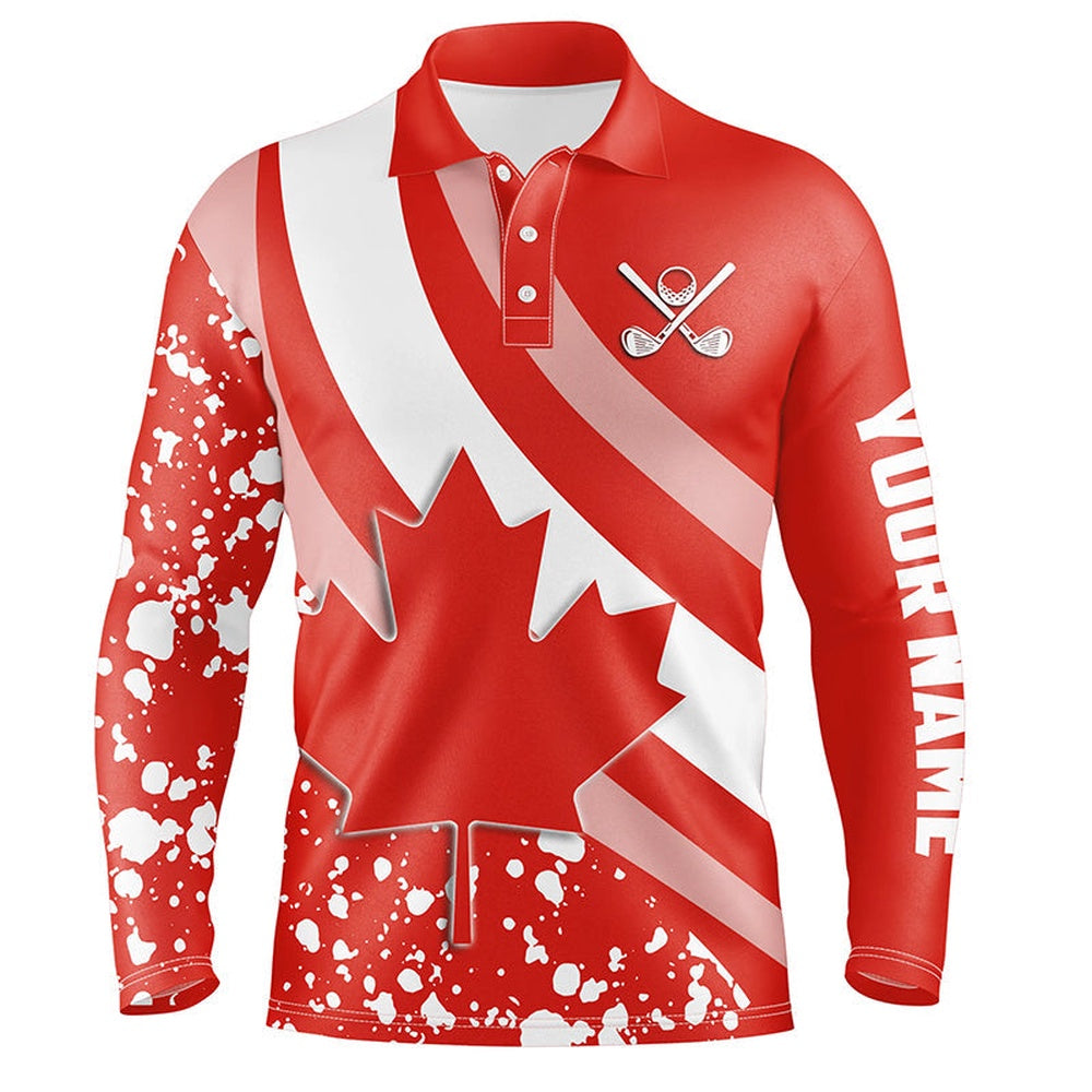 Golf Polo shirts, Mens Golf Polo Shirts Red Canada Flag Maple Leaf Custom Team Golf Shirts, Canadian Patriot Golf Tops