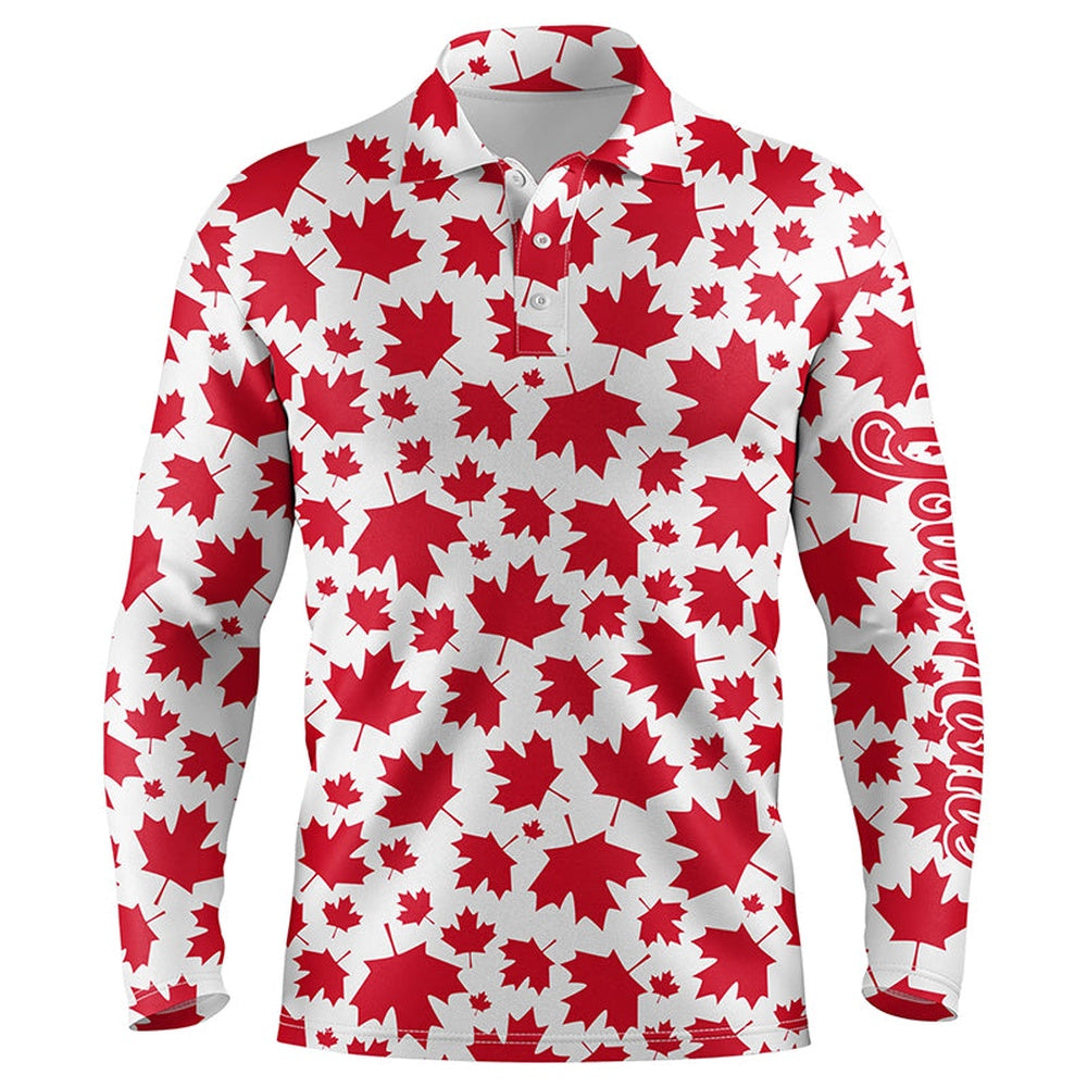 Golf Polo shirts, Mens Golf Polo Shirts Red Canada Maple Leaf Pattern Custom Team Golf Polo Shirts, Patriot Golf Tops