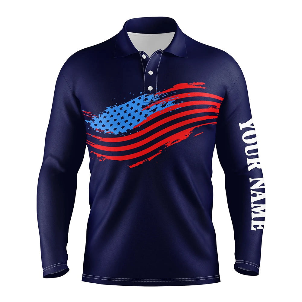 Golf Polo shirts, Mens Golf Polos Shirts Custom American Flag Patriot Golf Apparel, Coolest Mens Polo Shirts Navy