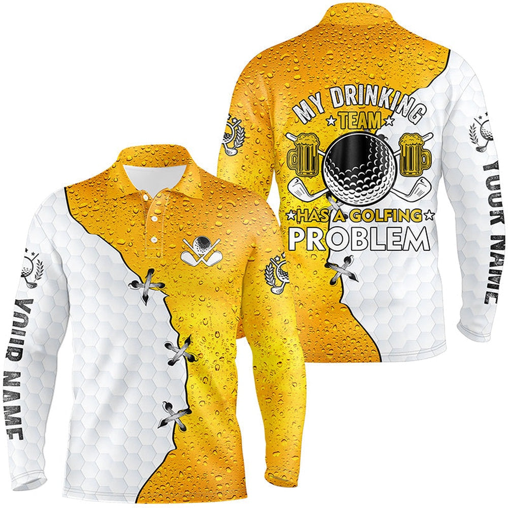 Golf Polo shirts, Mens Golf Polos Shirts Custom My Drinking Team Has A Golfing Problem, Beer Pattern Golf Team Shirt