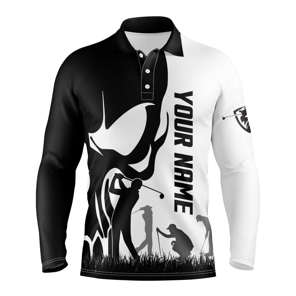 Golf Polo shirts, Mens Golf Polos Shirts Custom Name Skull Golf Black Shirt Jerseys, Golf Wear For Mens White