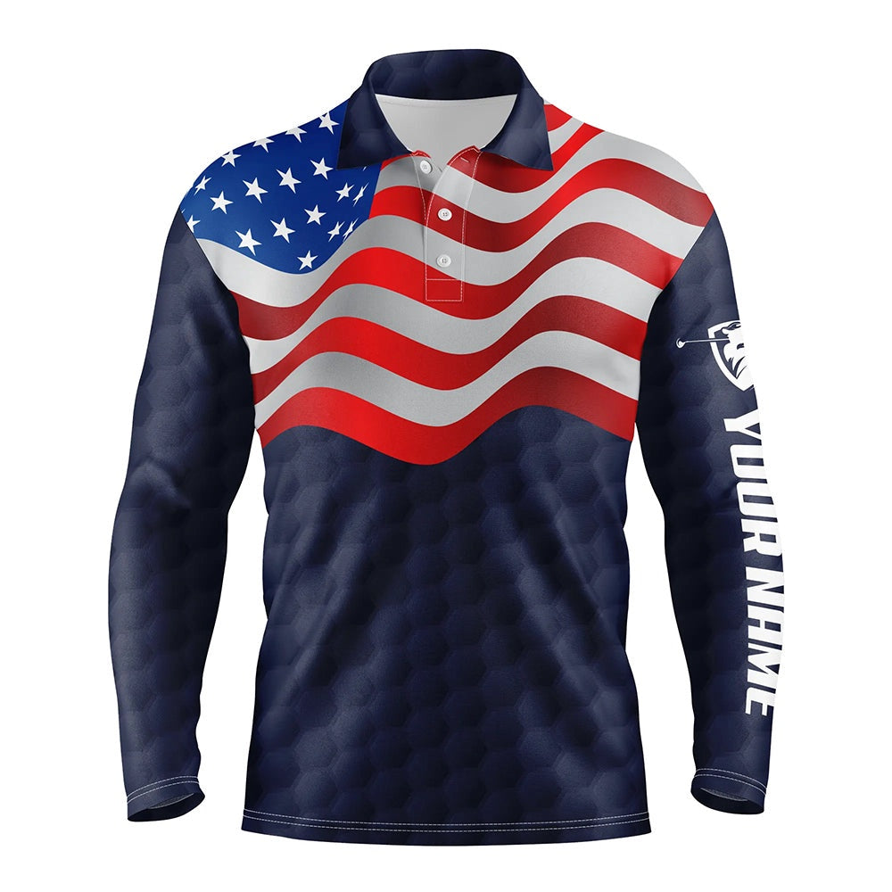 Golf Polo shirts, Navy American Flag Mens Golf Polo Shirts Custom Patriotic Golf Shirts For Men Golf Gifts