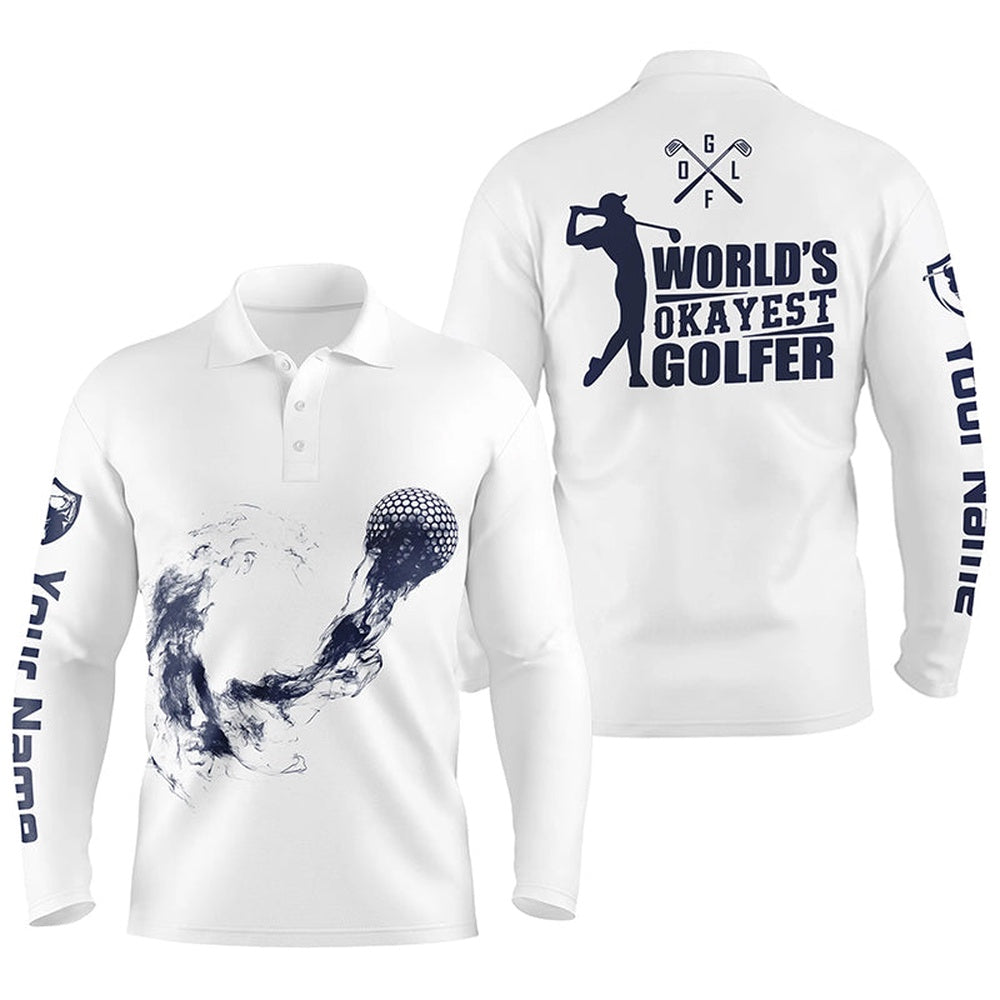 Golf Polo shirts, Navy And White Mens Golf Polo Shirts, Personalized Golf Shirts For Men, Cool Golf Gifts