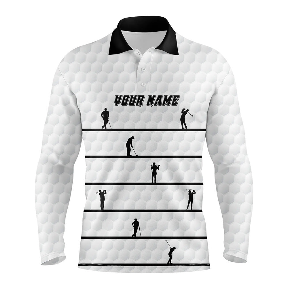 Golf Polo shirts, Personalized Black White Golfer Mens Polo Shirts Custom Cool Golf Shirts For Men White Golf Pattern