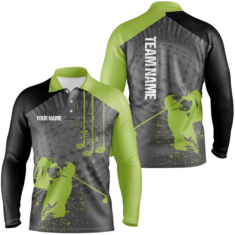 Golf Polo shirts, Personalized Funny Diversified Green Grey Men Golf Polo Shirt Custom Golf Shirts For Men