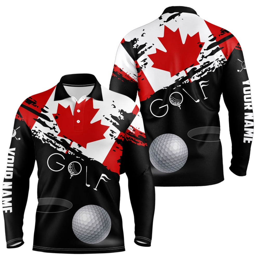 Golf Polo shirts, Personalized Grunge Canada Flag Mens Golf Polo Shirts Custom Patriotic Canadian Golf Shirts