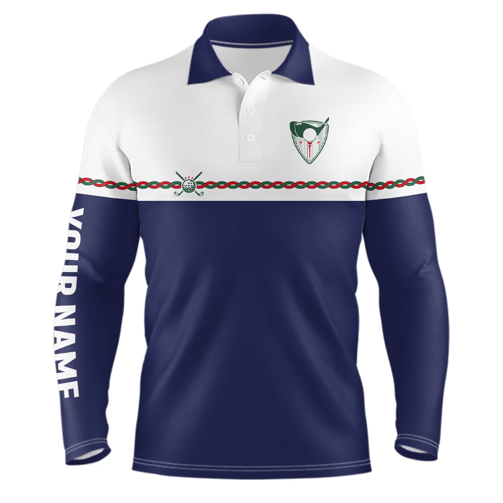 Golf Polo shirts, Personalized Mens Golf Polo Shirts Custom Name Navy White Golf Shirts For Men Cool Golf Gifts