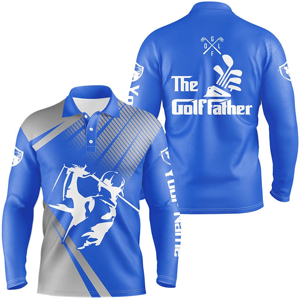 Golf Polo shirts, Personalized The Golf Father Polo Shirts For Men Blue Golf Shirts, Gifts For Golf Lovers
