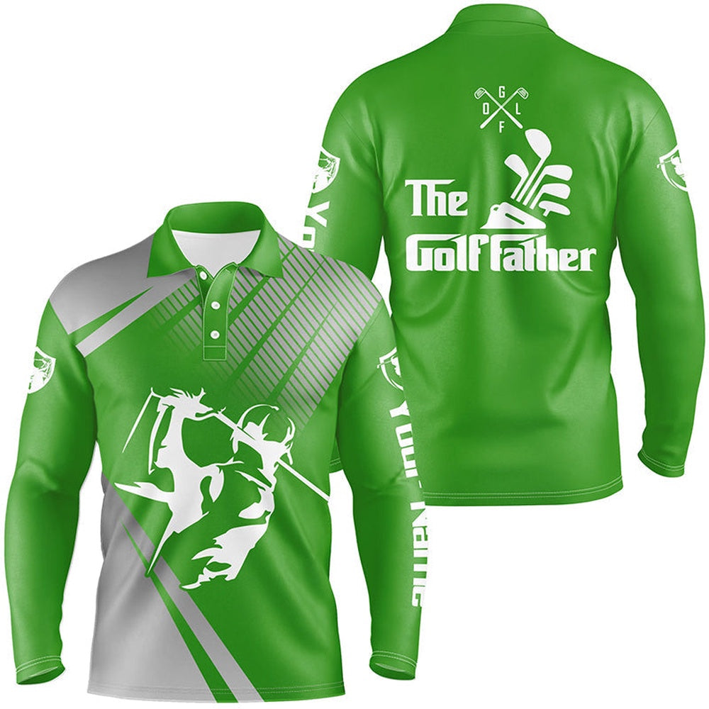 Golf Polo shirts, Personalized The Golf Father Polo Shirts For Men Green Golf Shirts, Gifts For Dad Golfer Father'S Day