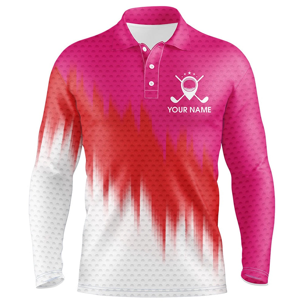 Golf Polo shirts, Pink And Red Mens Golf Polo Shirts Custom Name Golf Outfit Men, Great Gifts For A Golfer
