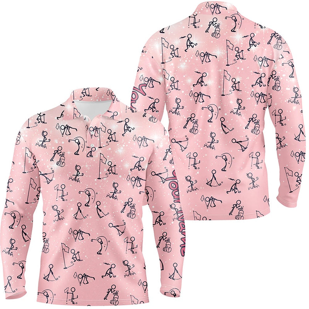 Golf Polo shirts, Pink Galaxy Seamless Mens Golf Polo Shirts Custom Funny Golf Shirts For Men Cute Golf Gifts